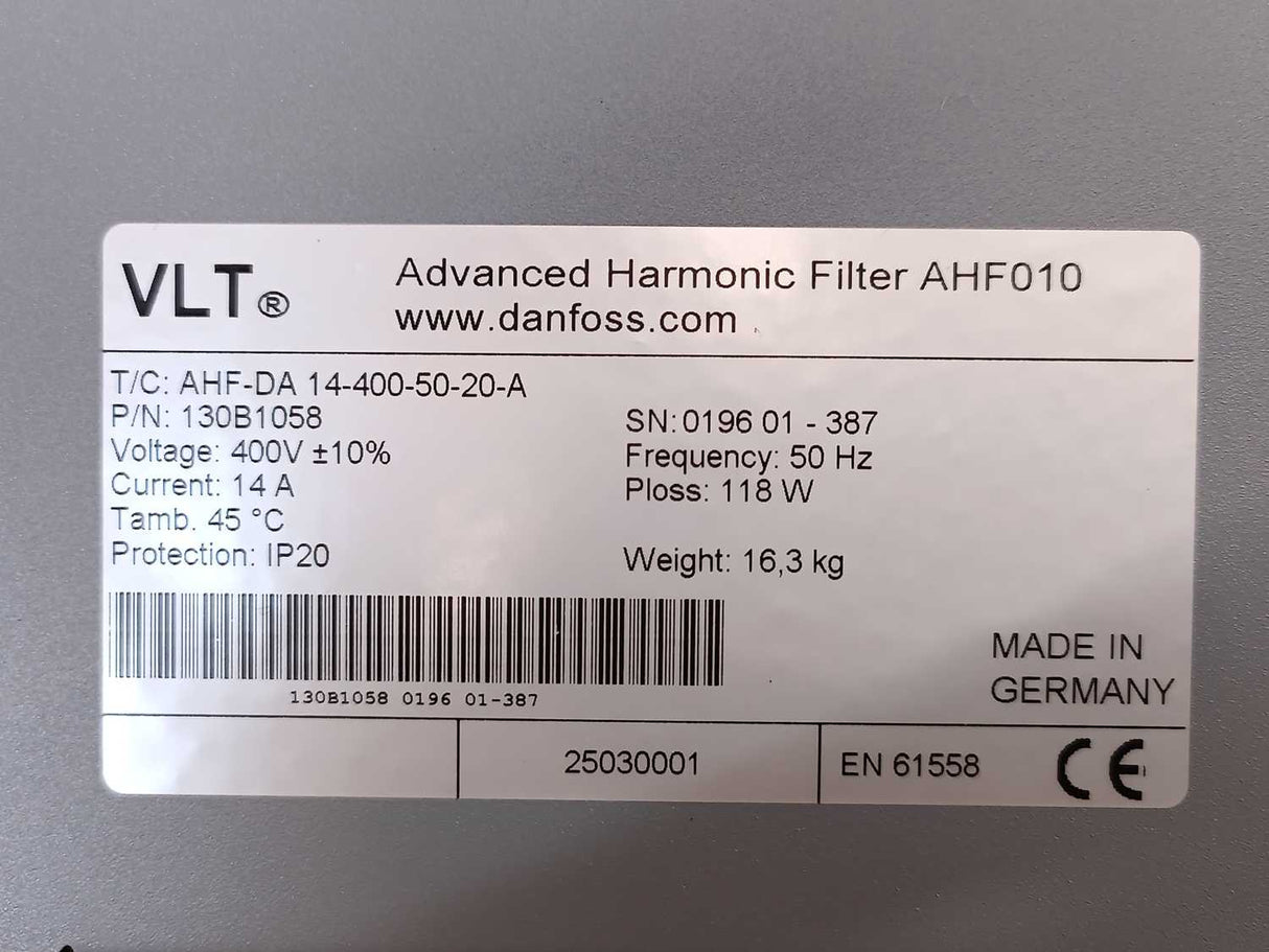 Danfoss 130B1058 AHF-DA-014-400-50-20-A Advanced Harmonic Filter AHF010