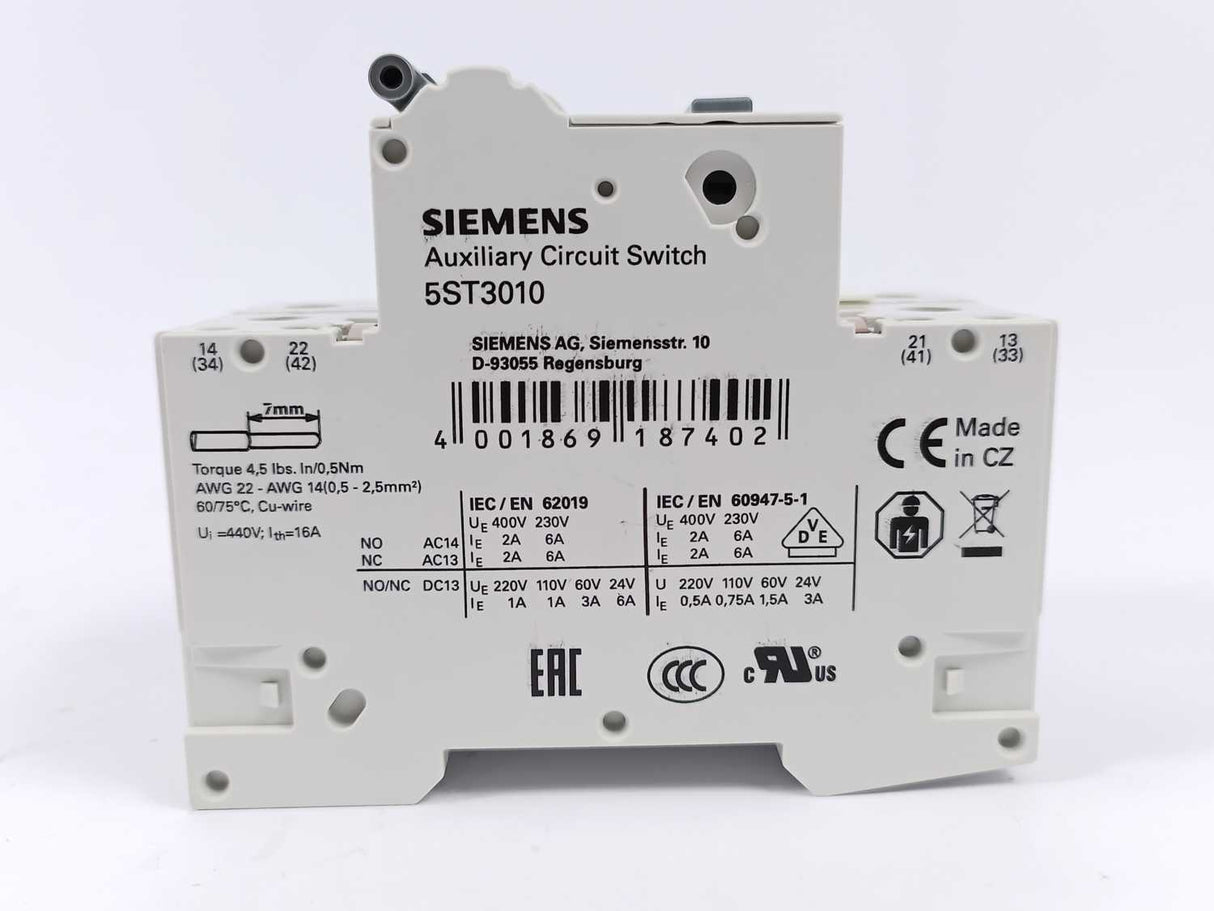 Siemens 5SU1356-7KK10 Auxiliary Circuit Switch