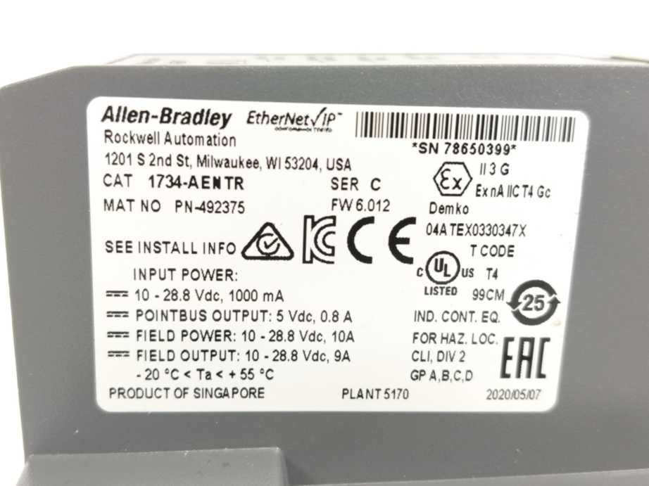 AB 1734-AENTR PN-24824, Ser: C, F/W: 6.012 Point I/O