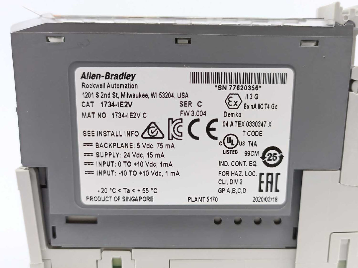 AB 1734-IE2V Ser. C POINT I/O. Analogue Input Module