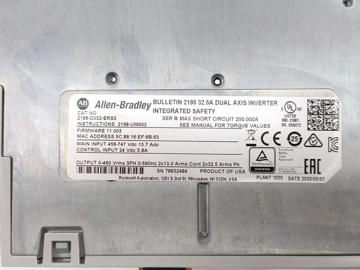 AB 2198-D032-ERS3 Kinetix 5700 Bulletin 32.5A Dual Axis Inverter