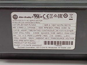 AB VPL-B1153F-PJ12AA Ser. A KINETIX VP Low Inertia Inverter Duty AC Servo Motor