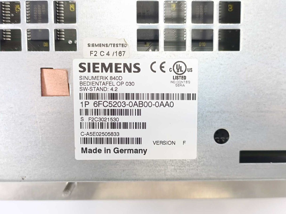 Siemens 6FC5203-0AB00-0AA0 SINUMERIK 840D Control Panel LCD