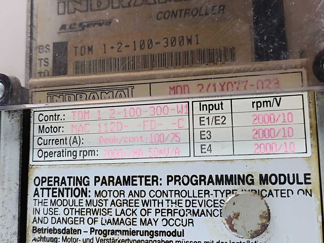 Indramat TDM1.2-100-300-W1/220 A.C. Servo Controller