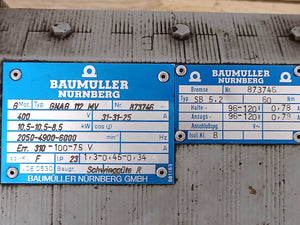 Baumüller GNAG 112 MV 873746 10.5/8.5kW Seperately Excited DC Servo Motor