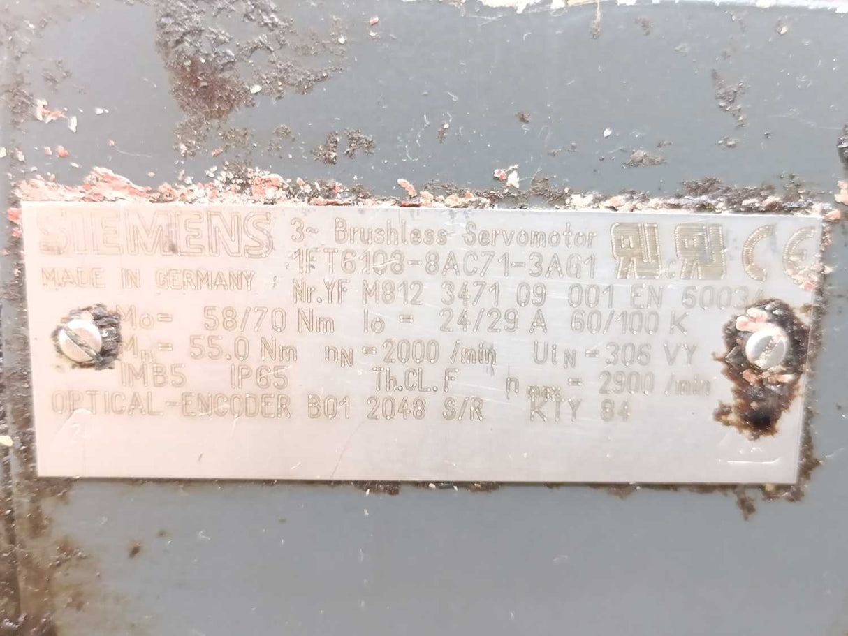 Siemens 1FT6108-8AC71-3AG1 3~ Brushless ServoMotor
