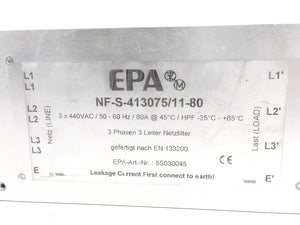 EPA NF-S-413075/11-80 3-Phase Line Filter