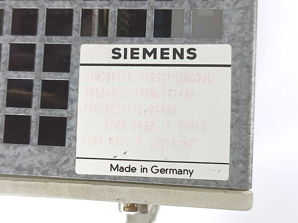 Siemens 6SC6112-0AA00 AC Feed Drive Module w/ 6SC6110-0EA00