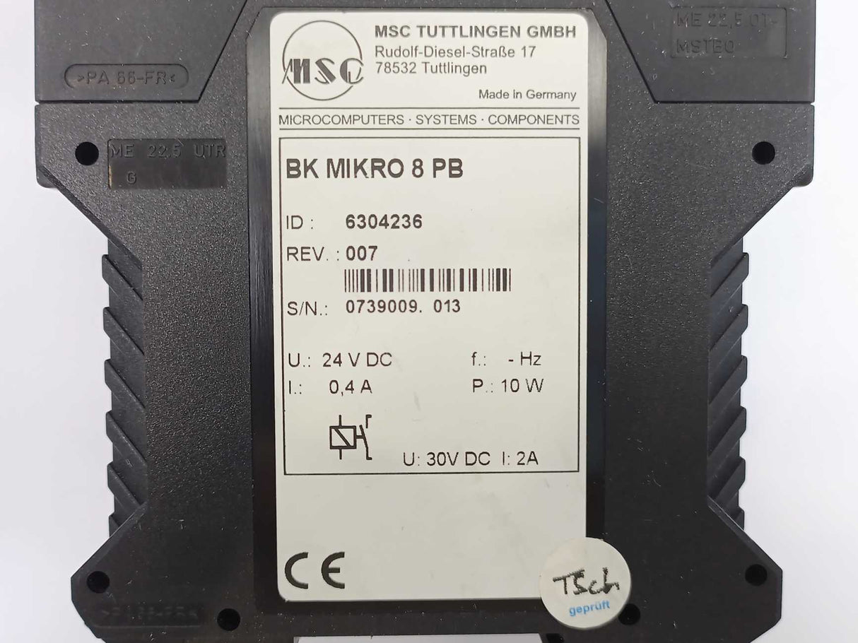 MSC TUTTLINGEN GMBH 6304236 Profibus Scanner BK MIKRO 8 PB