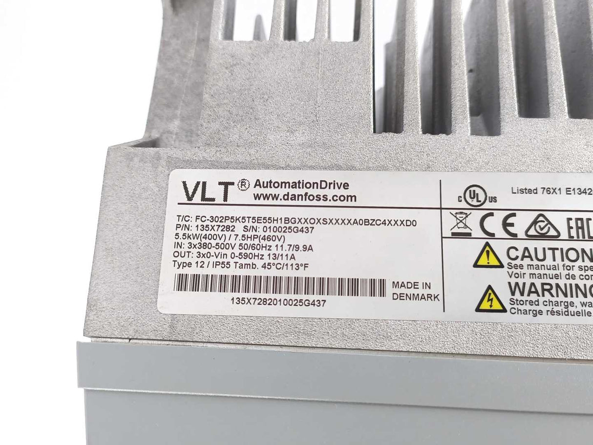 Danfoss 135X7282 VLT Automation Drive FC-302P5K5T5E55H1BG