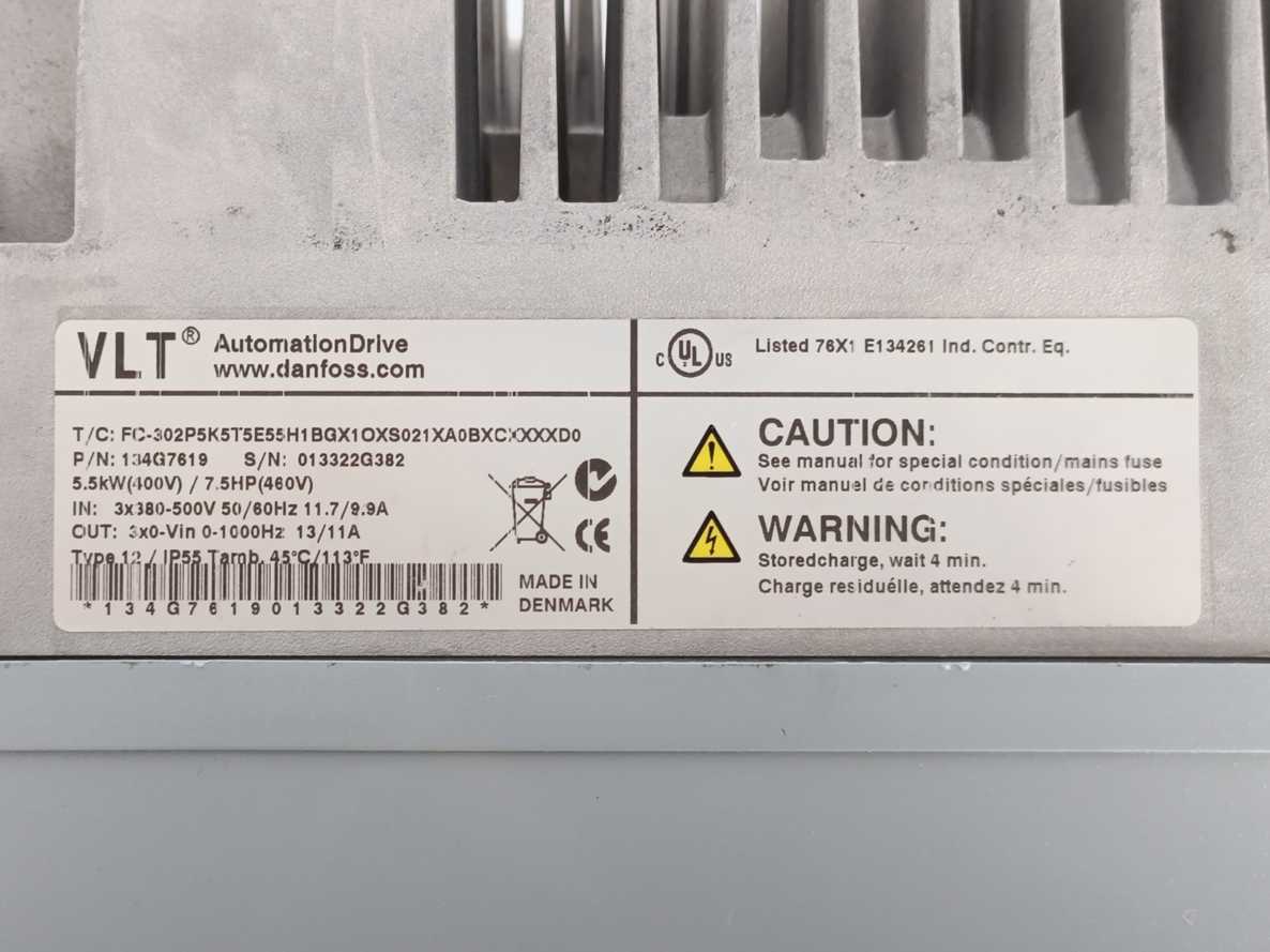 Danfoss 134G7619 VLT FC-302P5K5T5E55H1BGX