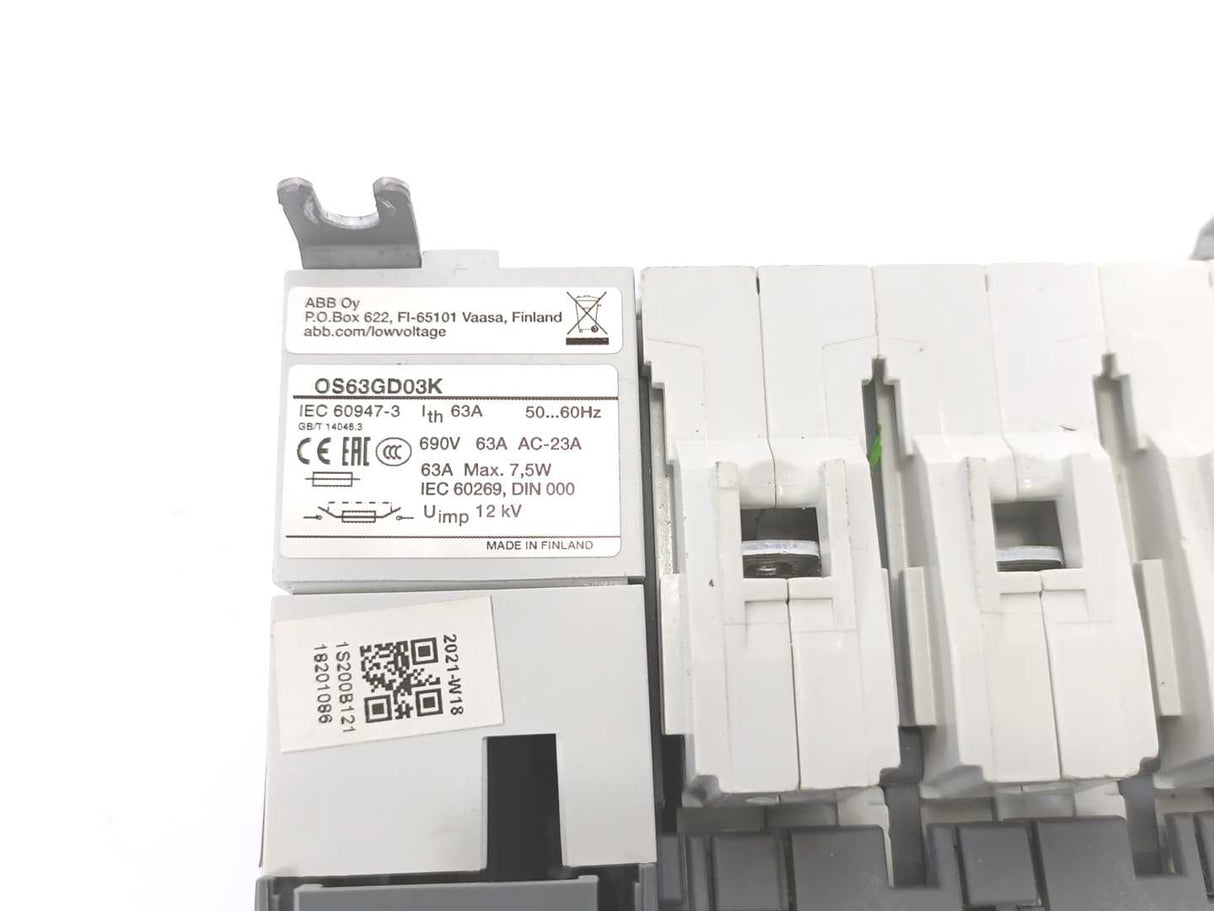 ABB OS63GD03K Switch-disconnector Fuse, 63A, 3-pole, DIN 000, Front Operated