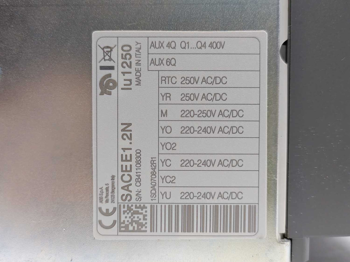 ABB 1SDA070842R1 SACEE1.2N 1250 Ekip Dip LSI 3p F F Circuit Breaker