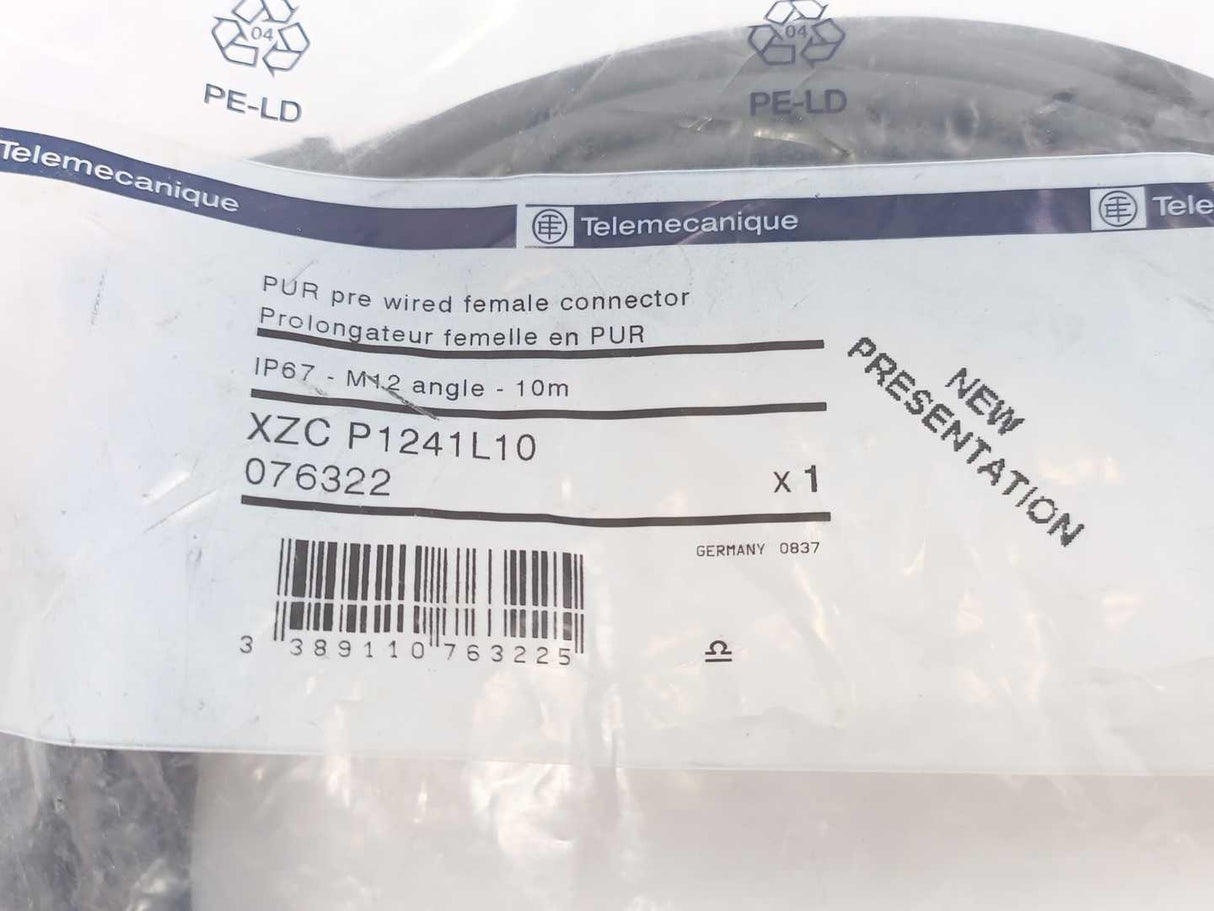 TELEMECANIQUE XZC P1241L10 PUR Pre Wired Female Connector 10 m