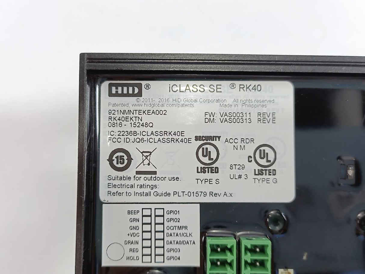 HID 921NMNTEKEA002 RK40EKTN iCLASS SE RK40 Smart Card Reader / Keypad
