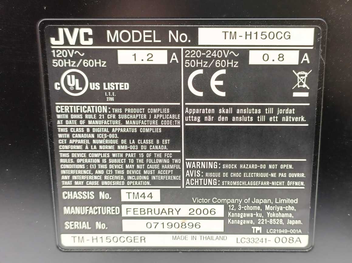 JVC TM-H150CG Professional 15" Monitor