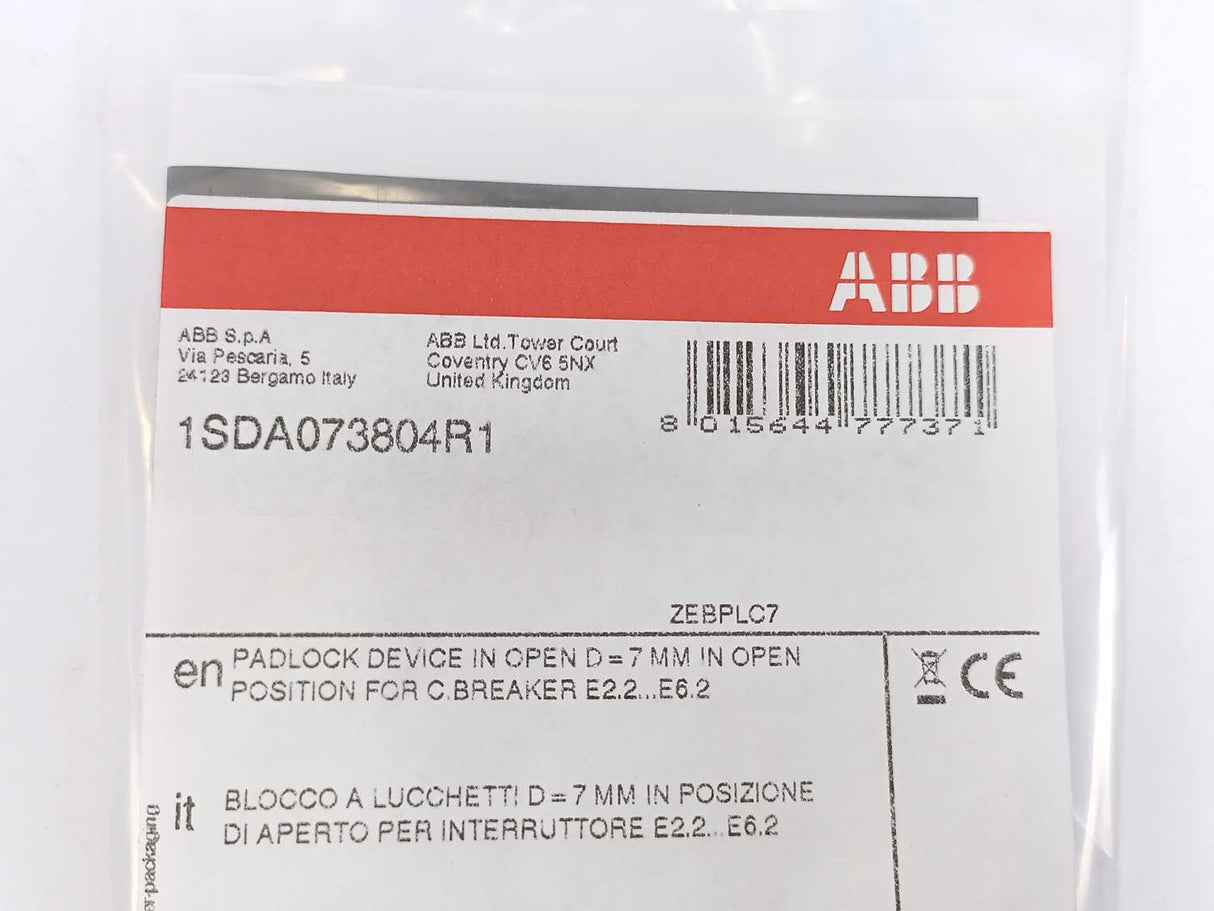 ABB 1SDA073804R1 PLC E2.2..E6.2 Padlocks in Open D7mm