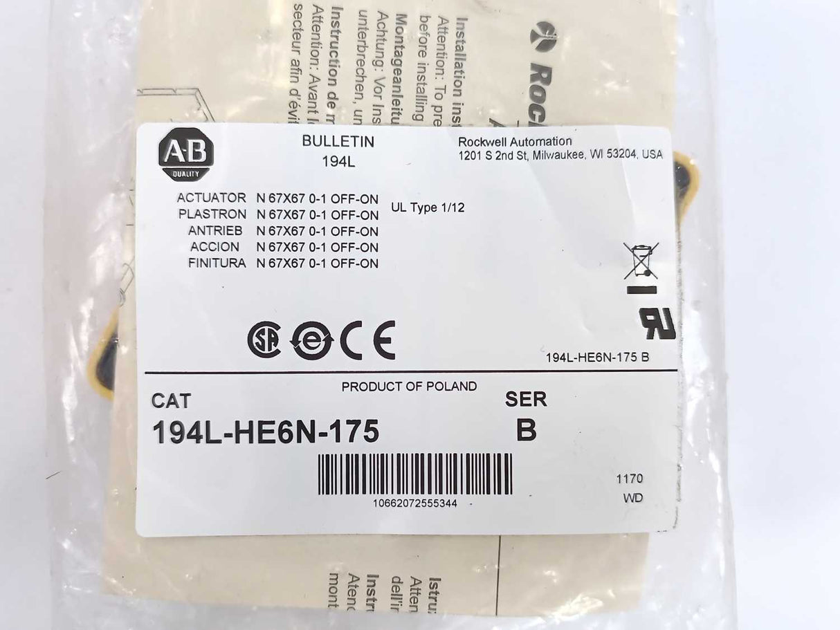AB 194L-HE6N-175 Ser. B, Control and Load Switch