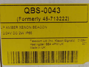 Klaxon Signals QBS-0043 LP Amber Xenon Beacon
