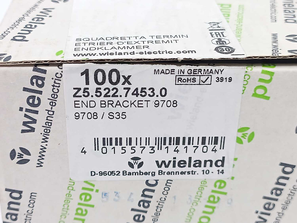 Wieland Z5.522.7453.0 End Bracket 9708 / S35 Batch 100 Pcs.