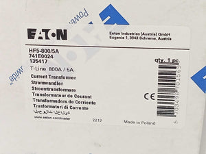 Eaton 741E0024 HF5-800/5A Current Transformer
