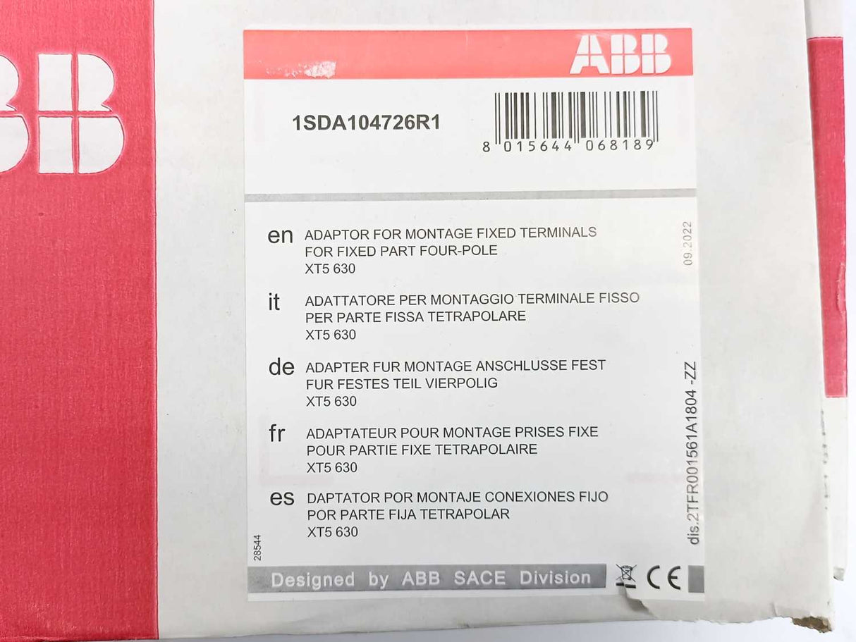 ABB 1SDA104726R1 Adapter for Fixed Terminals for SACE Tmax XT5 630 4-pole CBs