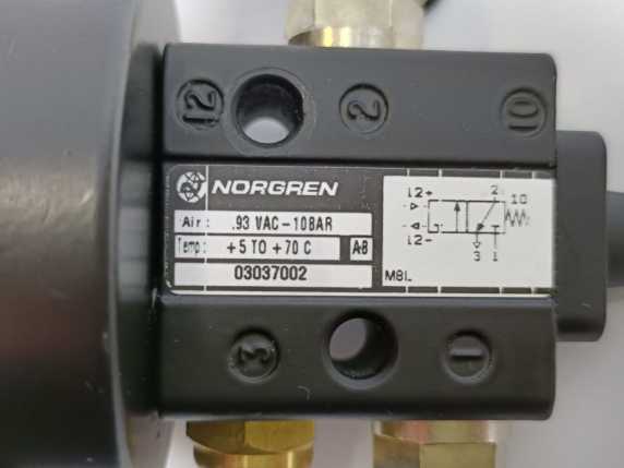NORGREN 03037002 G 03 Series Pneumatic Solenoid/Pilot Valve. 3/2-way, NC.