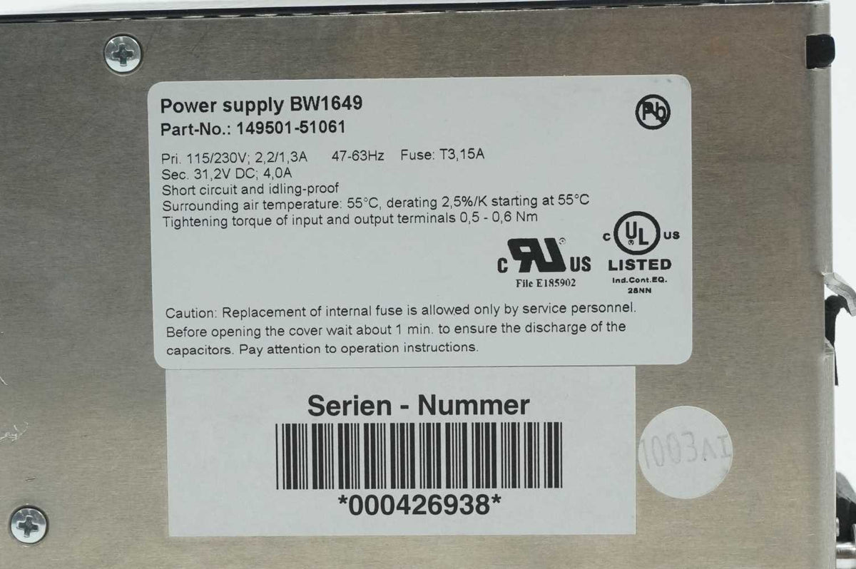 Bihl+Wiedemann BW1649 Power Supply 149501-51061