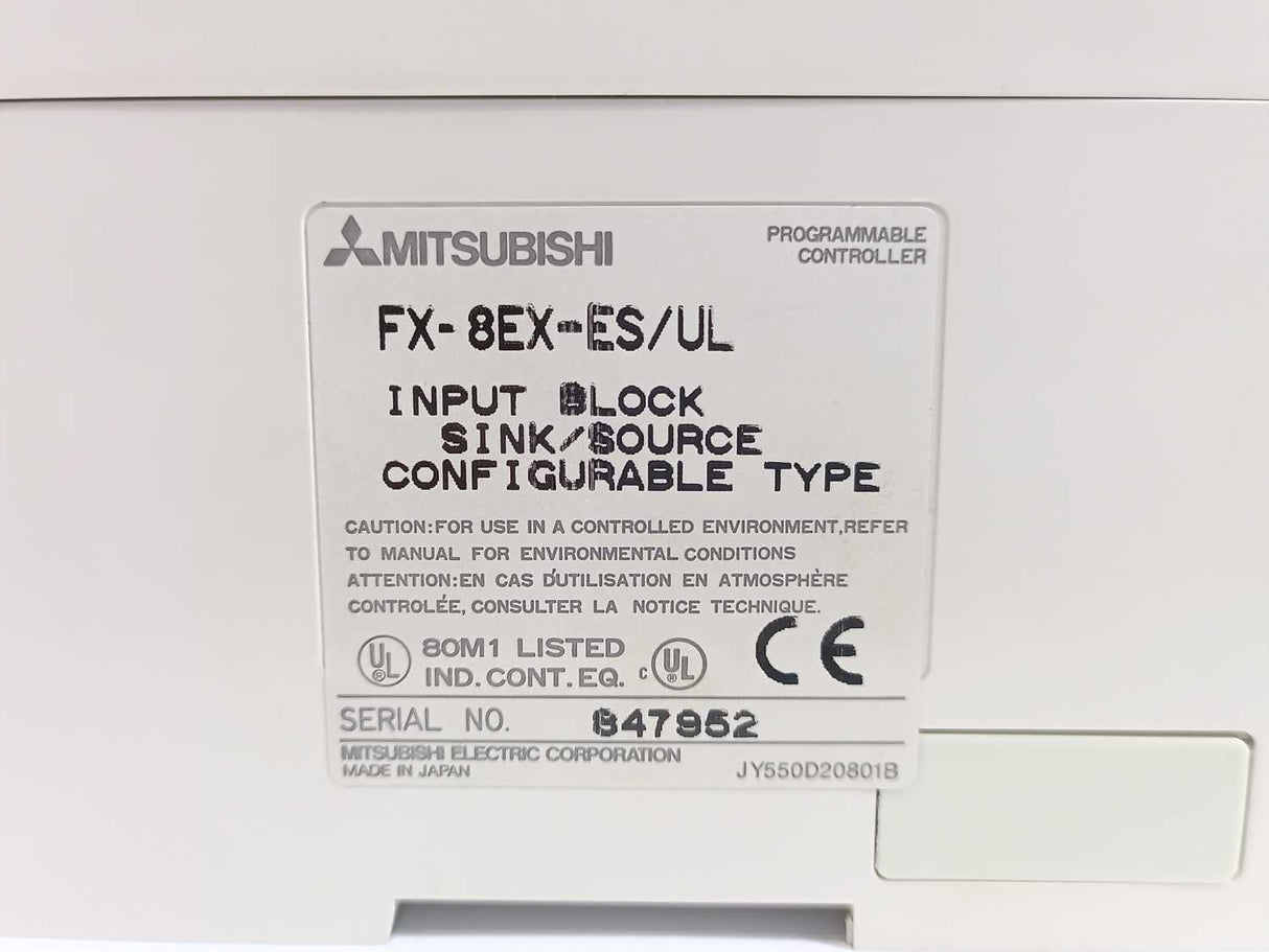 Mitsubishi FX-8EX-ES/UL Input Block Sink/Source Configurable Type
