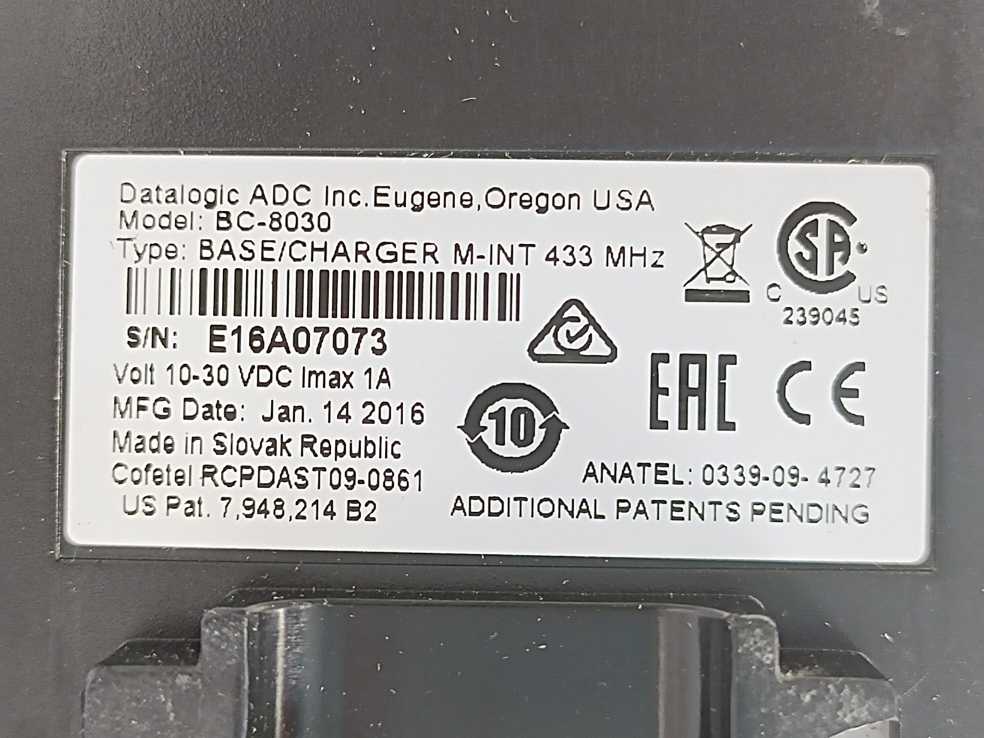 Datalogic  BC-8030 + POWER8CAN M8300 Barcode Scanner+Base Charger