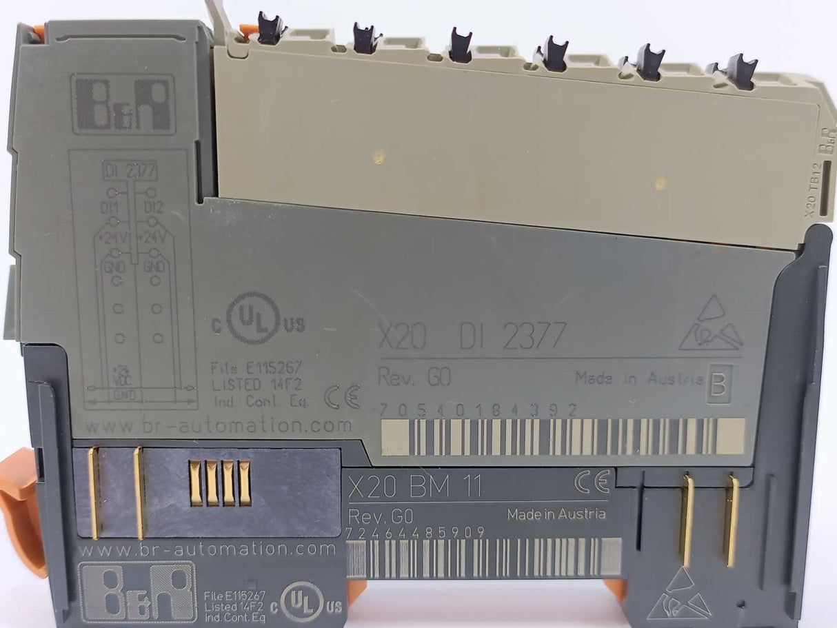 B&R X20 DI 2377 Rev G0 Digital I/O Module X20BM11 G0 Bus Module