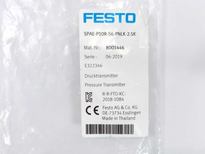 Festo 8001446 SPAE-P10R-S6-PNLK-2.5K Pressure Sensor 10 bar
