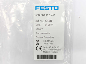 Festo 571485 SPTE-P10R-S6-V-2.5K Pressure Transmitter 10 bar