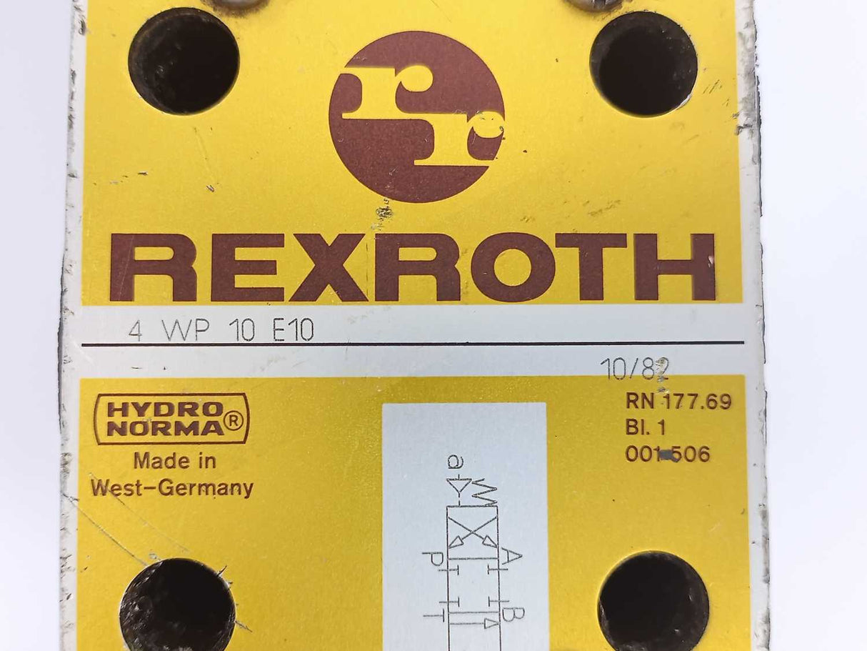 Rexroth 4 WP 10 E10 Directional Valve w/ 4x Bruning SM-251-BSP-F