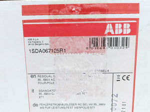 ABB 1SDA067125R1 Residual Current Release RC SEL HV 85-690V AC XT1 4p F