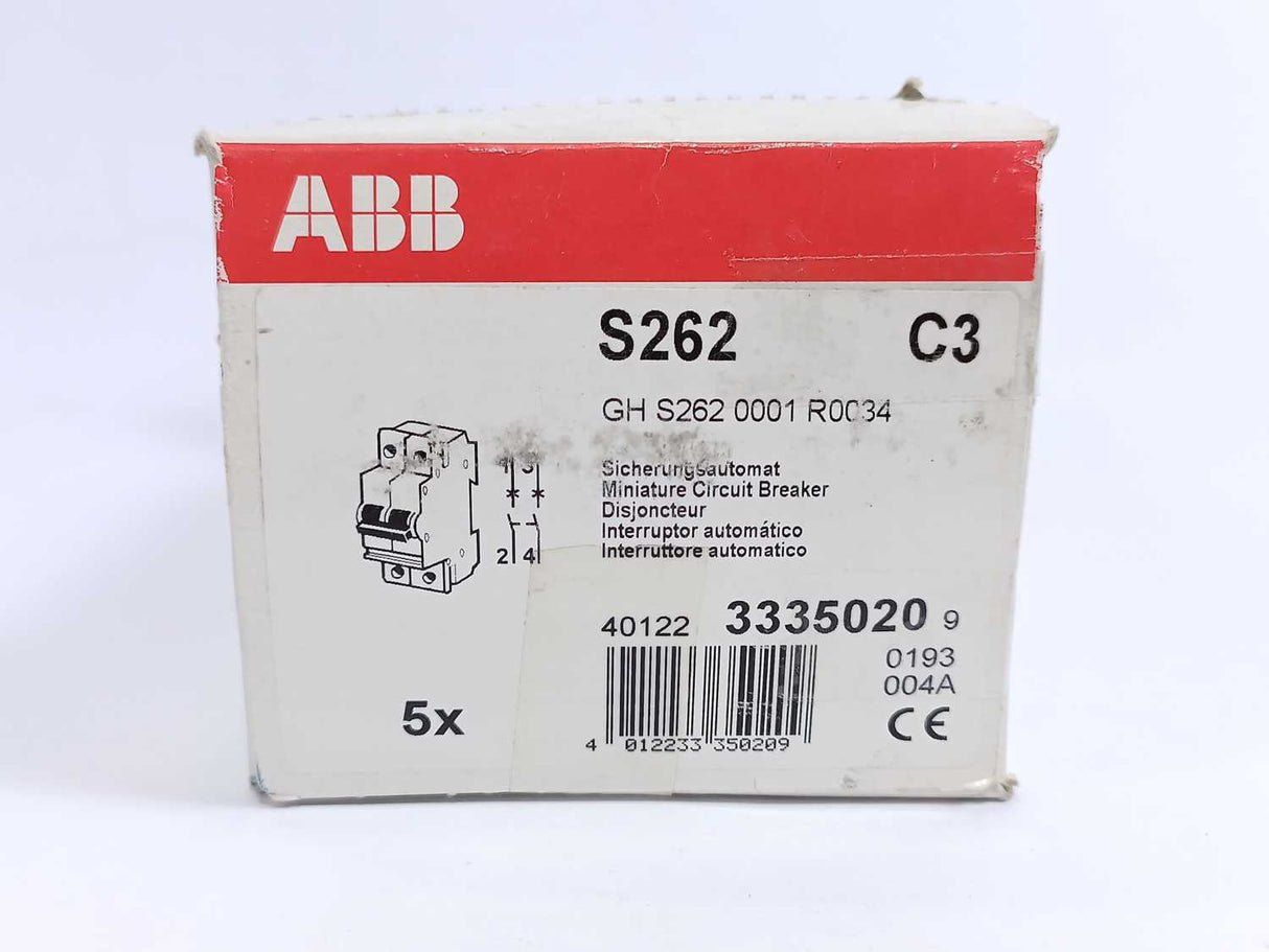 ABB S262 C25 Circuit Breaker, Batch of 5 pcs