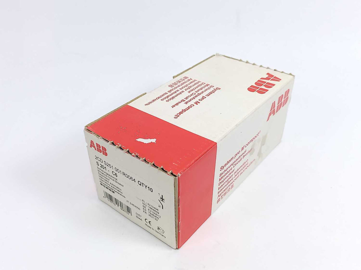ABB 2CDS251001R0064 S201-C6 Miniature Circuit Breaker, Batch of 10 pcs.