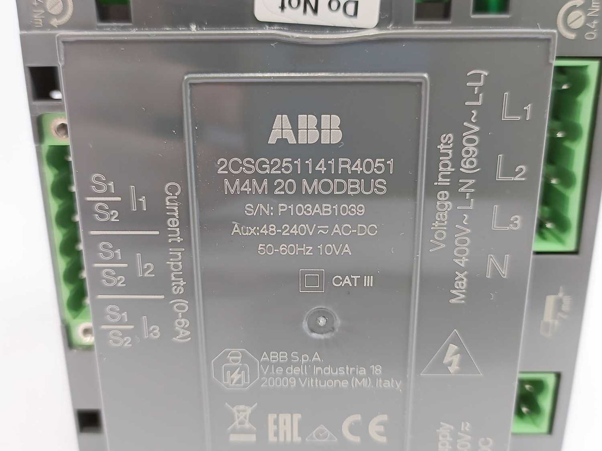 ABB 2CSG251141R4051 M4M 20 MODBUS Network Analyzer