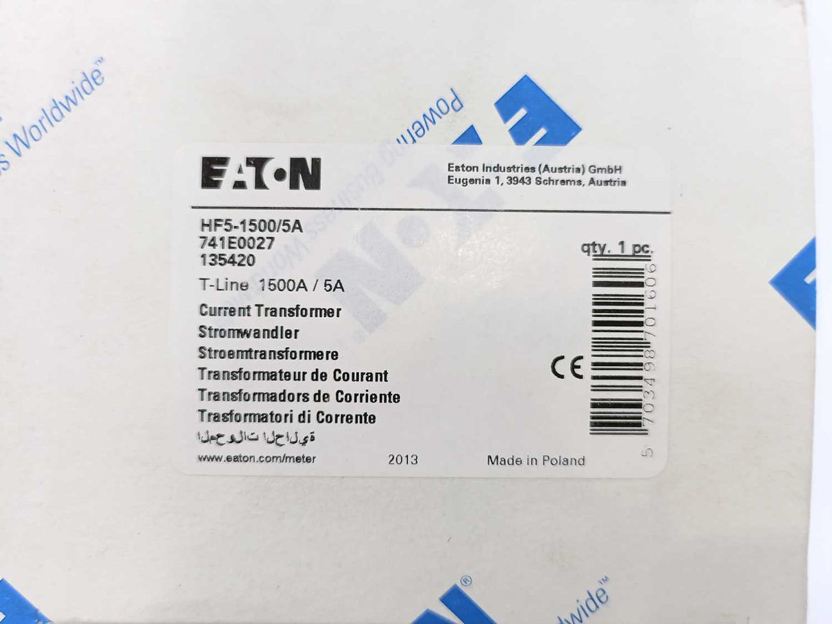 Eaton 741E0027 HF5-1500/5A Current Transformer