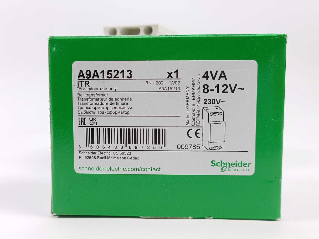 Schneider Electric A9A15213 Acti9 Bell Transformer iTR 4VA 8-12V~