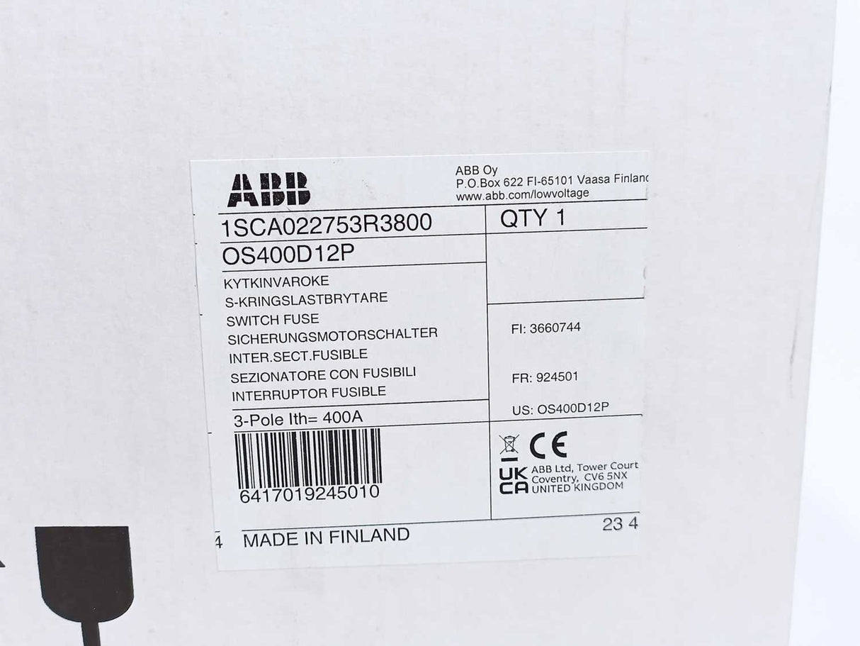 ABB 1SCA022753R3800 Switch fuse OS400D12P