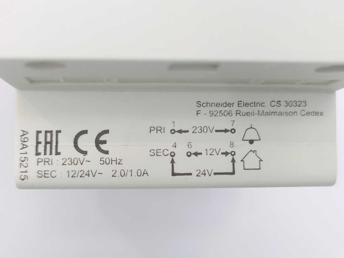 Shneider Electric A9A15215 Bell Transformer 230/12-24V-25VA