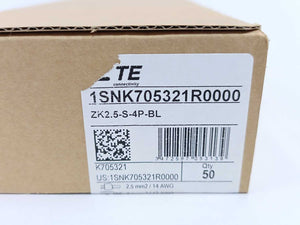 TE Connectivity 1SNK705321R0000 Terminal Block  ZK2.5-S-4P-BL 50 Pcs.