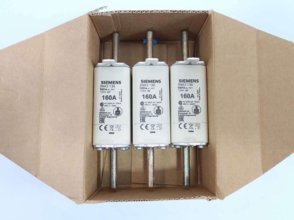 Siemens 3NA3 136 LV HRC Fuse-Link, Batch of 3 pcs