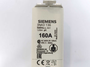 Siemens 3NA3 136 LV HRC Fuse-Link, Batch of 3 pcs