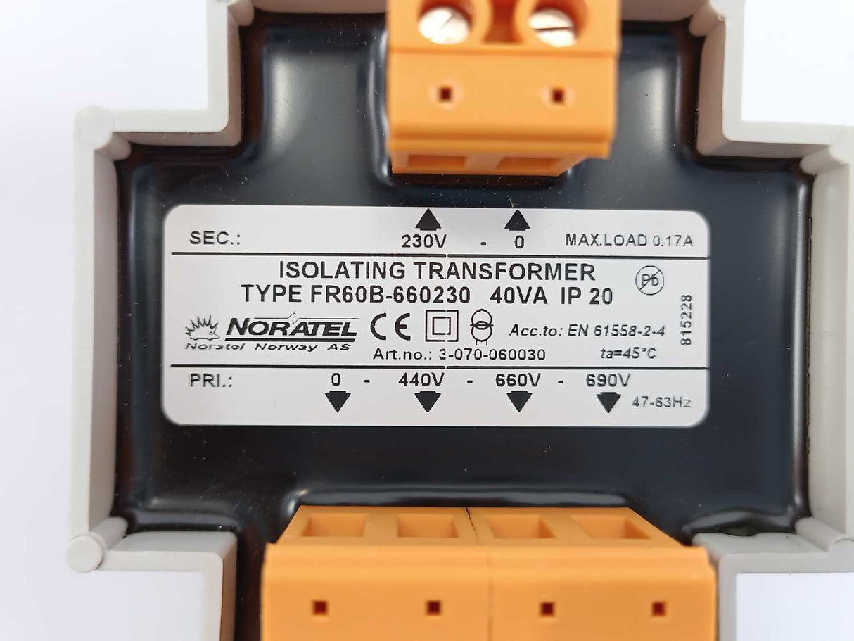 Noratel 3-070-060030 FR60B-660230 Isolating Transformer 40VA