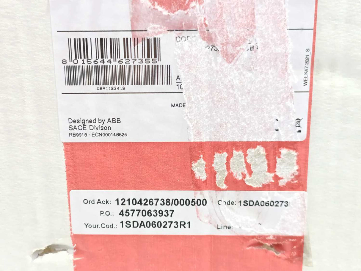 ABB 1SDA060273R1 T6N 800 PR221DS-LS/I In=800 4p F F Cirsuit Breaker