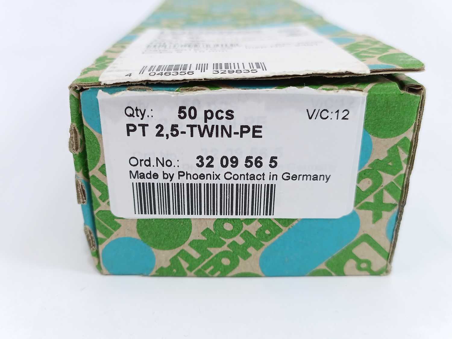Phoenix Contact 3209565 PT 2,5-TWIN-PE Terminal Block, Batch of 50