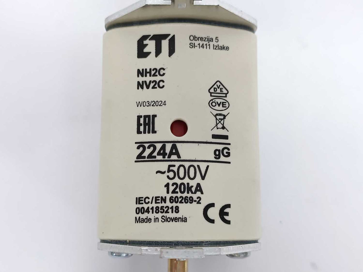 ETI 004185218 NH2C gG 224A/500V Fuse Link. Box of 3 pcs.