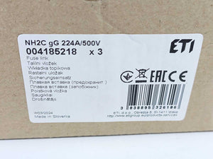 ETI 004185218 NH2C gG 224A/500V Fuse Link. Box of 3 pcs.